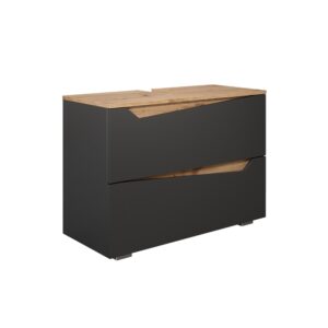 Wohnli Möbelsuche - Waschbeckenunterschrank mit 2 Schubladen Anthrazit/Artisan 80x57.5cm