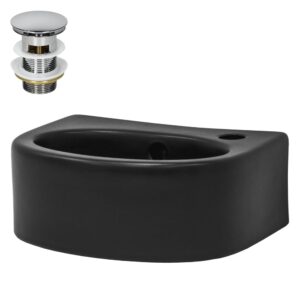 wohnli-moebel-suche-M25111305 Wohnli Möbelsuche - Keramik Waschbecken mit Ablaufgarnitur Handwaschbecken Schwarz
