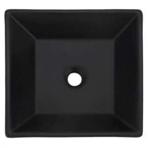 Waschbecken aus Keramik in Schwarz matt 41x41x12 cm Quadratisch 41x12x41cm Keramik Schwarz ML-Design Möbel Badezimmermöbel Waschbecken