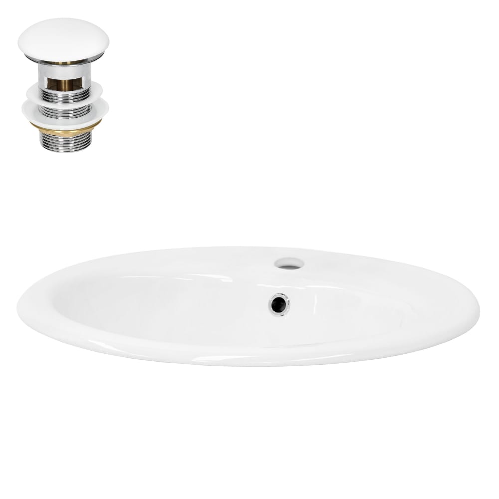 Wohnli Möbelsuche - Waschbecken Keramik mit Ablaufgarnitur Waschtisch  570 mmx195mm