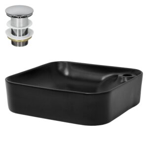 wohnli-moebel-suche-M25111357 Wohnli Möbelsuche - Keramik Waschbecken mit Ablaufgarnitur Handwaschbecken Schwarz