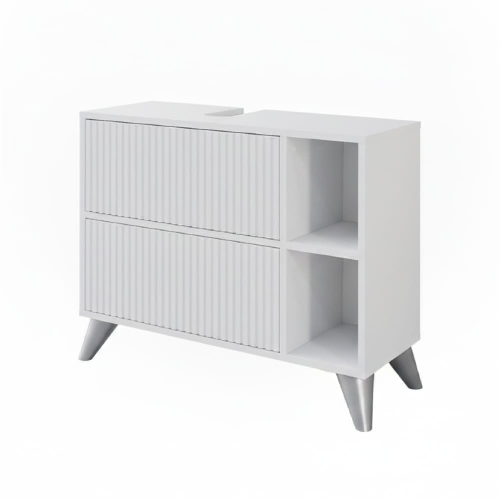Wohnli Möbelsuche - Waschbeckenunterschrank mit 2 Schubladen Weiß 80x62cm