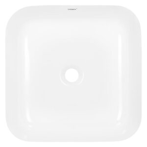 Keramik Waschbecken mit Ablaufgarnitur Waschtisch 39x14x39cm Keramik Weiß ECD Germany Möbel Badezimmermöbel Waschbecken