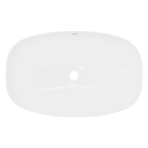 wohnli-moebel-suche-M25111382-1 Keramik Waschbecken mit Ablaufgarnitur Waschtisch 60x14x38cm Keramik Weiß ECD Germany Möbel Badezimmermöbel Waschtische