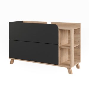 Wohnli Möbelsuche - Waschbeckenunterschrank mit 2 Schubladen Sonoma/Anthrazit 100x65cm