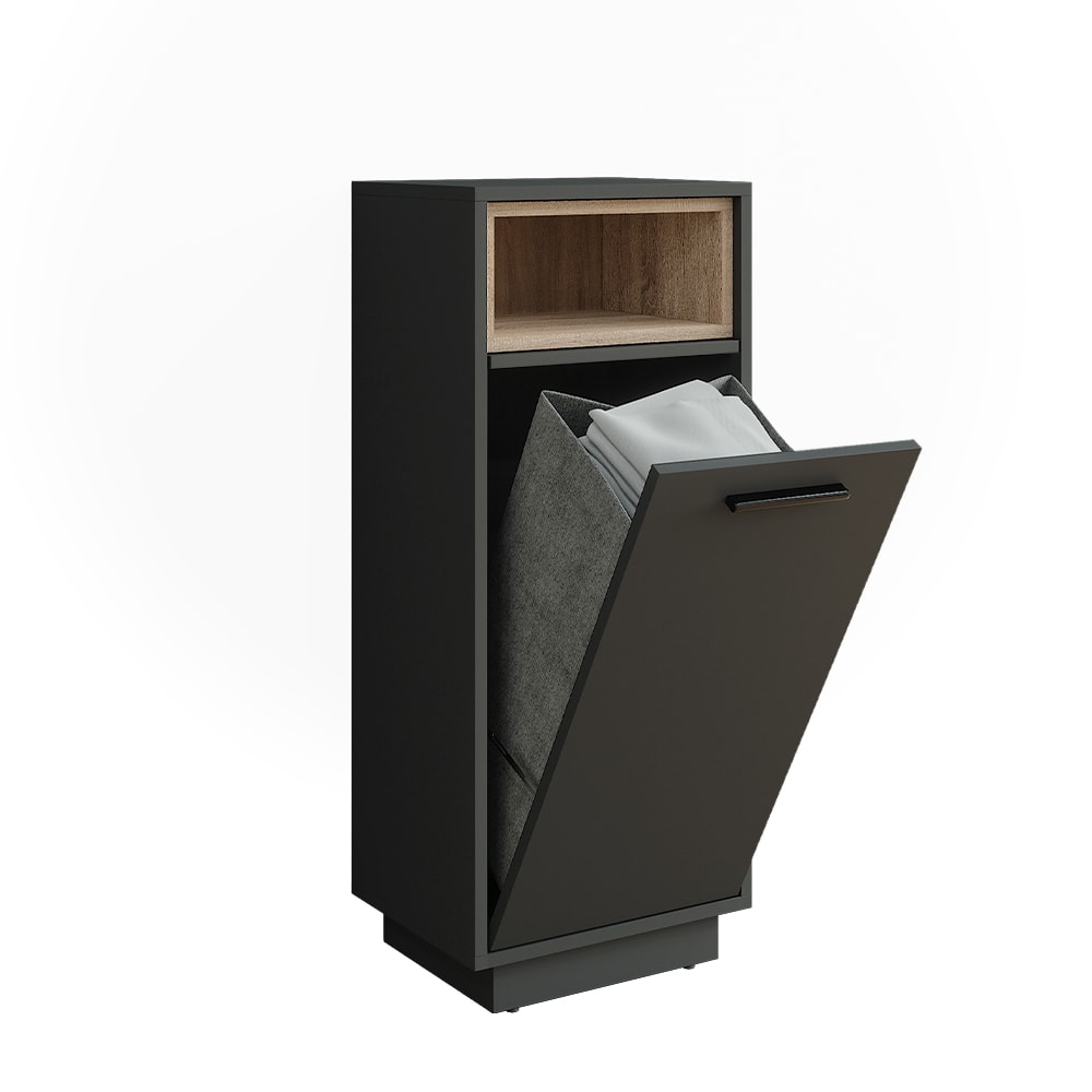 Wohnli Möbelsuche - Wäscheschrank mit herausnehmbarer Innentasche Anthrazit/Sonoma 38x93cm