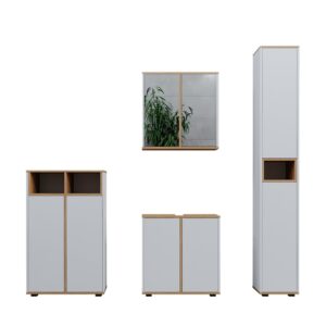wohnli-moebel-suche-M25111737 Wohnli Möbelsuche - Badmöbel-Set 4 Teile mit Hochschrank und Midischrank mit Türen Weiß