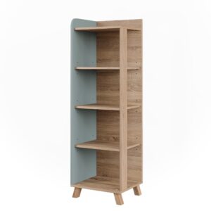 wohnli-moebel-suche-M25111744 Wohnli Möbelsuche - Badregal mit 4 Fächern Sonoma/Blau 40x128cm
