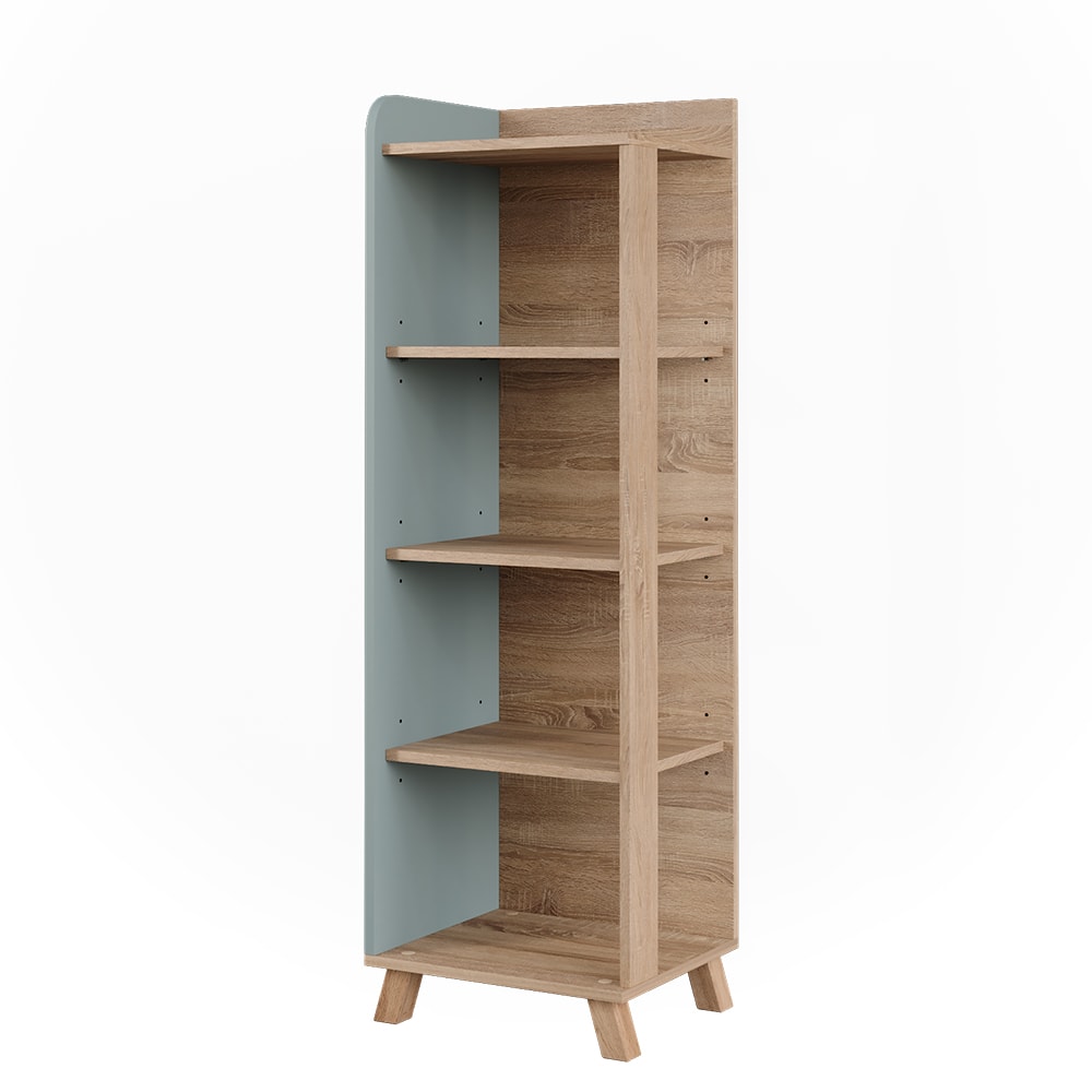 wohnli-moebel-suche-M25111744 Wohnli Möbelsuche - Badregal mit 4 Fächern Sonoma/Blau 40x128cm