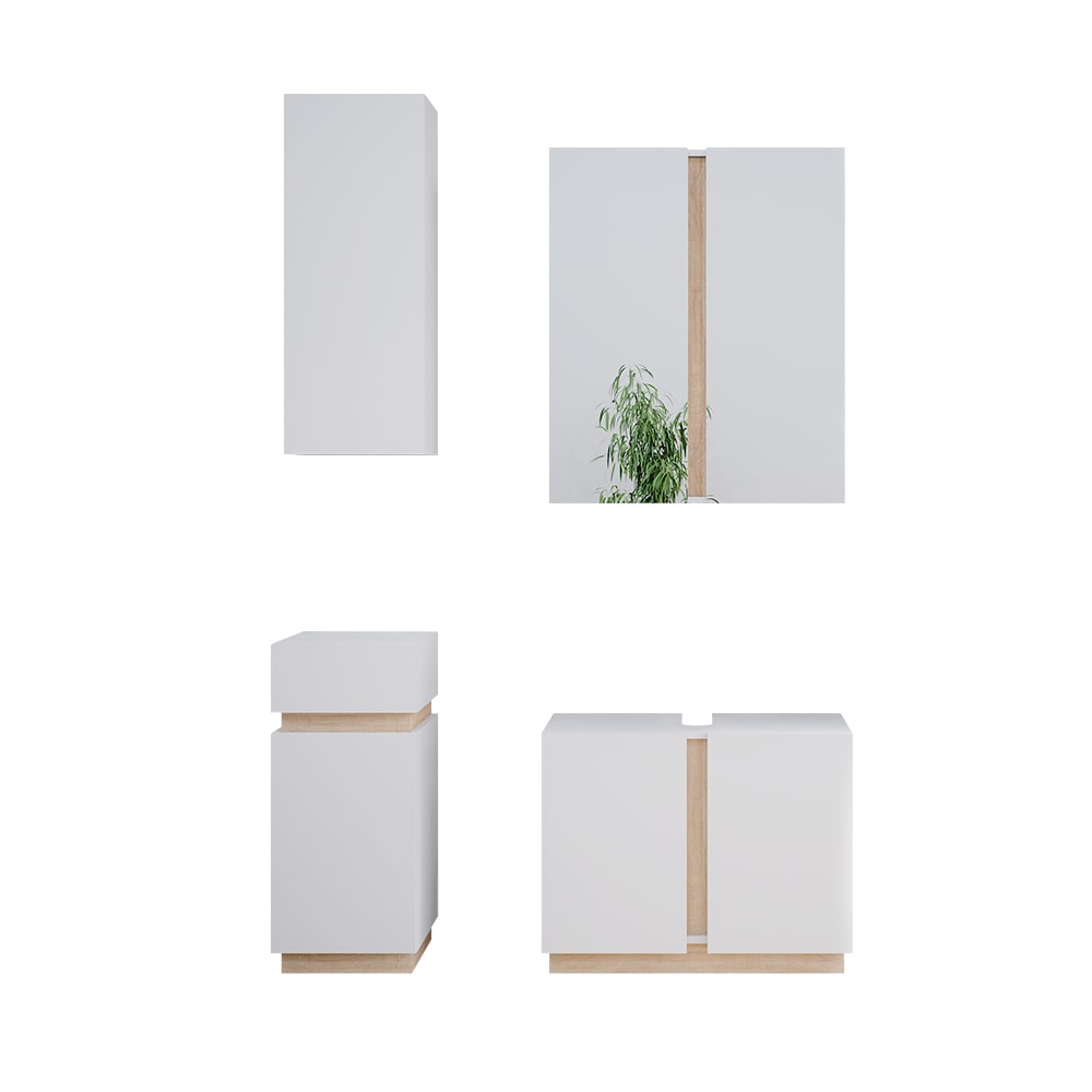 wohnli-moebel-suche-M25111745 Wohnli Möbelsuche - Badmöbel-Set 4-teilig Weiß 70x55.5cm