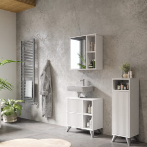 Badmöbel-Set 3 Teile Weiß 60x62cm 60x62x30cm Spanplatte Weiß Vicco Möbel Badezimmermöbel