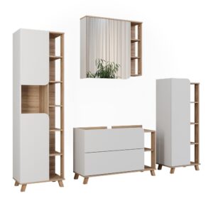 wohnli-moebel-suche-M25111761 Wohnli Möbelsuche - Badmöbel-Set 4 Teile Sonoma/Weiß 100x65cm