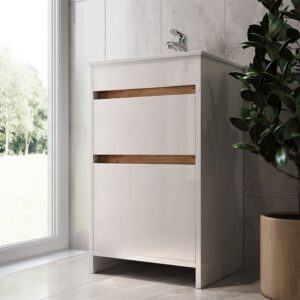 wohnli-moebel-suche-M25111764-1 Badmöbel-Set 2 Teile mit Waschbecken und 2 Schubladen Weiß 49x81cm 49x81x40cm Spanplatte Weiß Vicco Möbel Badezimmermöbel