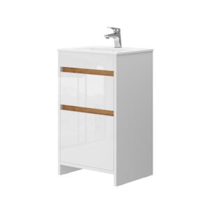 wohnli-moebel-suche-M25111764 Wohnli Möbelsuche - Badmöbel-Set 2 Teile mit Waschbecken und 2 Schubladen Weiß 49x81cm