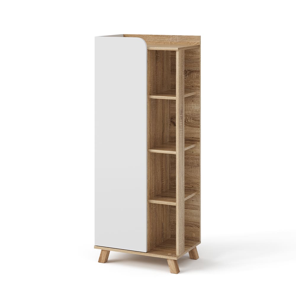 wohnli-moebel-suche-M25111770 Wohnli Möbelsuche - Midischrank mit Tür und offenen Fächern Sonoma 50x128cm