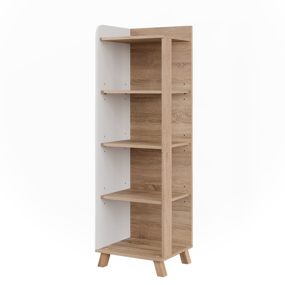 wohnli-moebel-suche-M25111776 Wohnli Möbelsuche - Badregal mit 4 Fächern Sonoma/Weiß 40x128cm