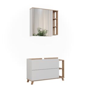 wohnli-moebel-suche-M25111778 Wohnli Möbelsuche - Badmöbel-Set 2 Teile Sonoma/Weiß 100x65cm