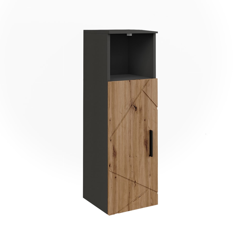 wohnli-moebel-suche-M25111805 Wohnli Möbelsuche - Midischrank mit 1 Tür Anthrazit/Goldkraft Eiche 30x93cm