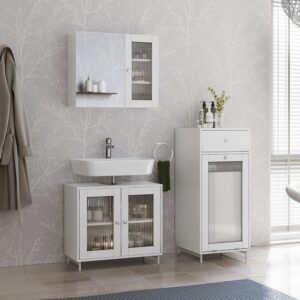 Badmöbel-Set 3 Teile Weiß 60x58cm 60x58x30cm Spanplatte Weiß Vicco Möbel Badezimmermöbel