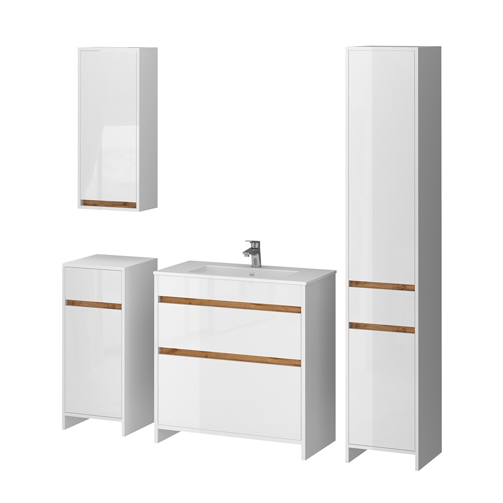 wohnli-moebel-suche-M25111812 Wohnli Möbelsuche - Badmöbel-Set 5er-Set Weiß Hochglanz 79