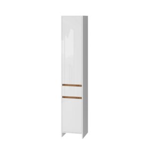 Wohnli Möbelsuche - Badschrank mit 2 Türen und eine Schublade Weiß Hochglanz 35x190cm