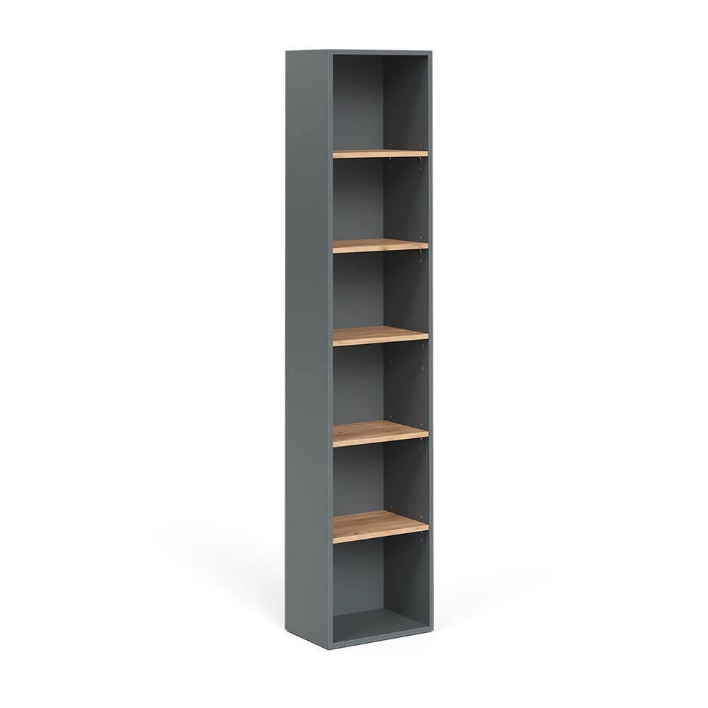 wohnli-moebel-suche-M25111921 Wohnli Möbelsuche - Hochregal Anthrazit/Goldkraft Eiche 40.2x188.6cm