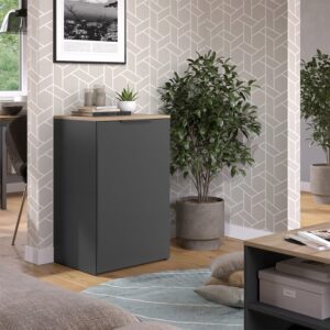 wohnli-moebel-suche-M25115626-1 Kommode mit Regal Anthrazit 50x80cm 50x80x40cm Spanplatte Schwarz Vicco Möbel Esszimmermöbel Geschirrschränke