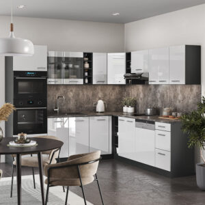 wohnli-moebel-suche-M25118717-1 Weiß Hochglanz/Anthrazit 237 x 81.6cm