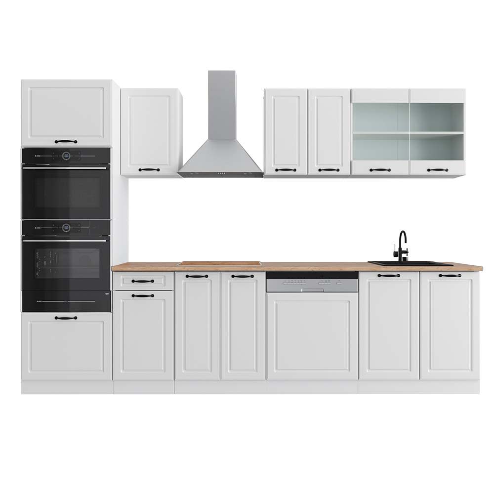 wohnli-moebel-suche-M25119014 Wohnli Möbelsuche - Küchenzeile mit Hochschrank AP Eiche Weiß Landhaus 300x81