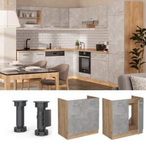 wohnli-moebel-suche-M25120822-1 Spülenunterschrank ohne Arbeitsplatte Beton 80x81.6cm 80x82x46cm Spanplatte Grau Vicco Möbel Badezimmermöbel Waschtische