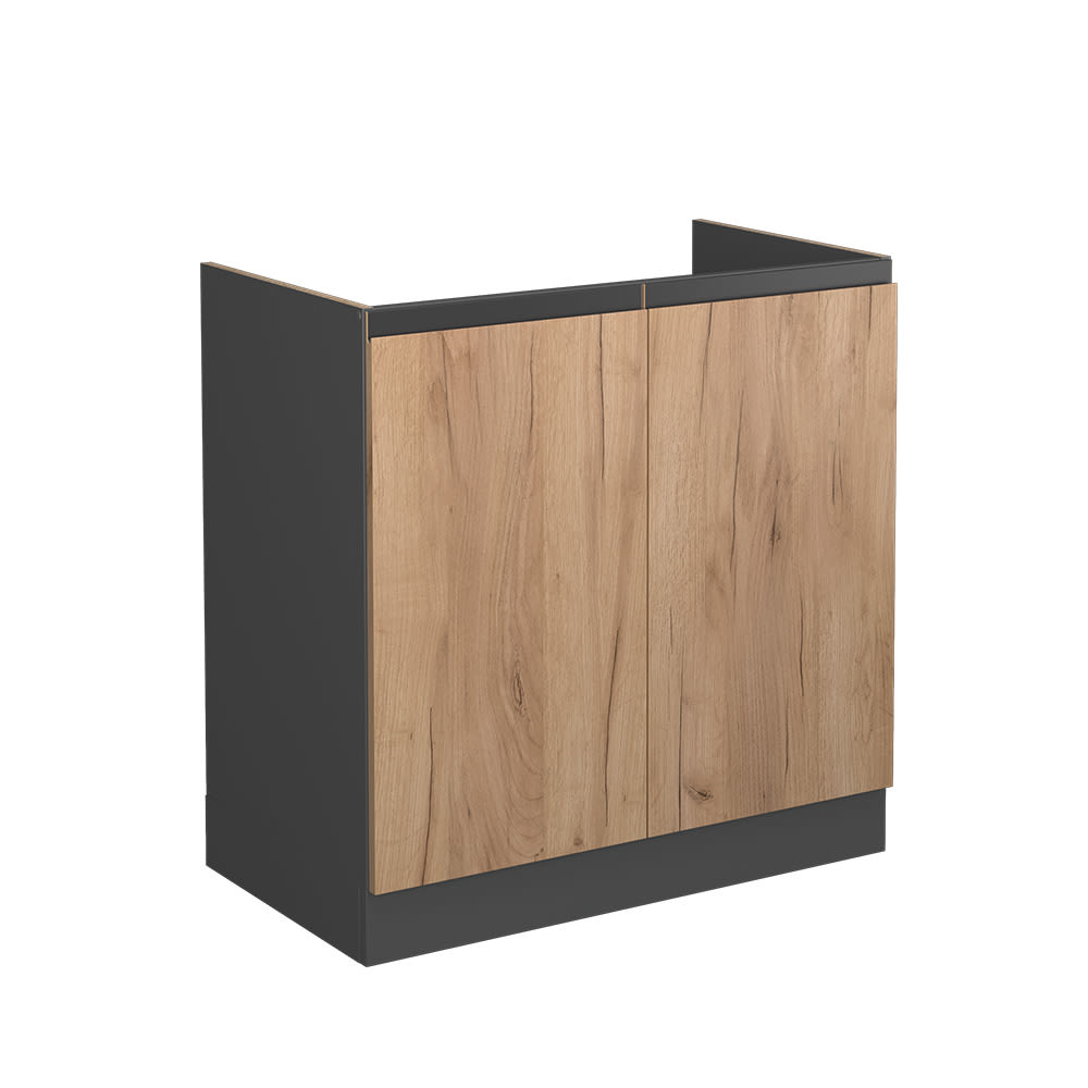 Wohnli Möbelsuche - Spülenunterschrank J-Shape ohne Arbeitsplatte Goldkraft Eiche 80x81