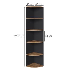 wohnli-moebel-suche-M25129460-1 Eckregal Anthrazit/Goldkraft Eiche 40x180.6cm 40x180x40cm Spanplatte Schwarz Vicco Möbel Wohnzimmermöbel Regale