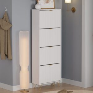 wohnli-moebel-suche-M25129662-1 Schuhschrank 4 Fächer Weiß 60x166.7cm 60x167x24cm Spanplatte Weiß Vicco Möbel Flurmöbel Schuhschränke