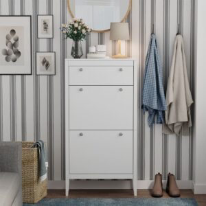 wohnli-moebel-suche-M25129694-1 Schuhschrank Weiß 60x115cm 60x115x24cm Spanplatte Weiß Vicco Möbel Flurmöbel Schuhschränke