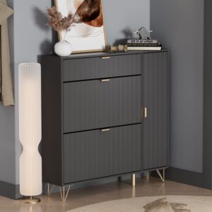 wohnli-moebel-suche-M25129696-1 Schuhschrank Schwarz 108x107.5cm 108x108x24cm Spanplatte Schwarz Vicco Möbel Flurmöbel Schuhschränke
