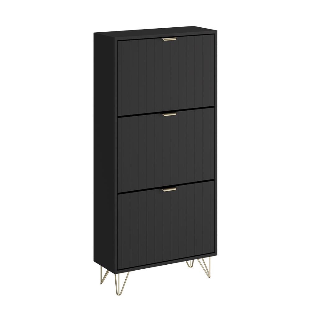 wohnli-moebel-suche-M25129698 Wohnli Möbelsuche - Schuhschrank 3 Fächer Schwarz 60x128.5cm