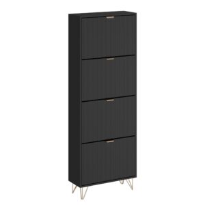 Wohnli Möbelsuche - Schuhschrank 4 Fächer Schwarz 60x166.7cm