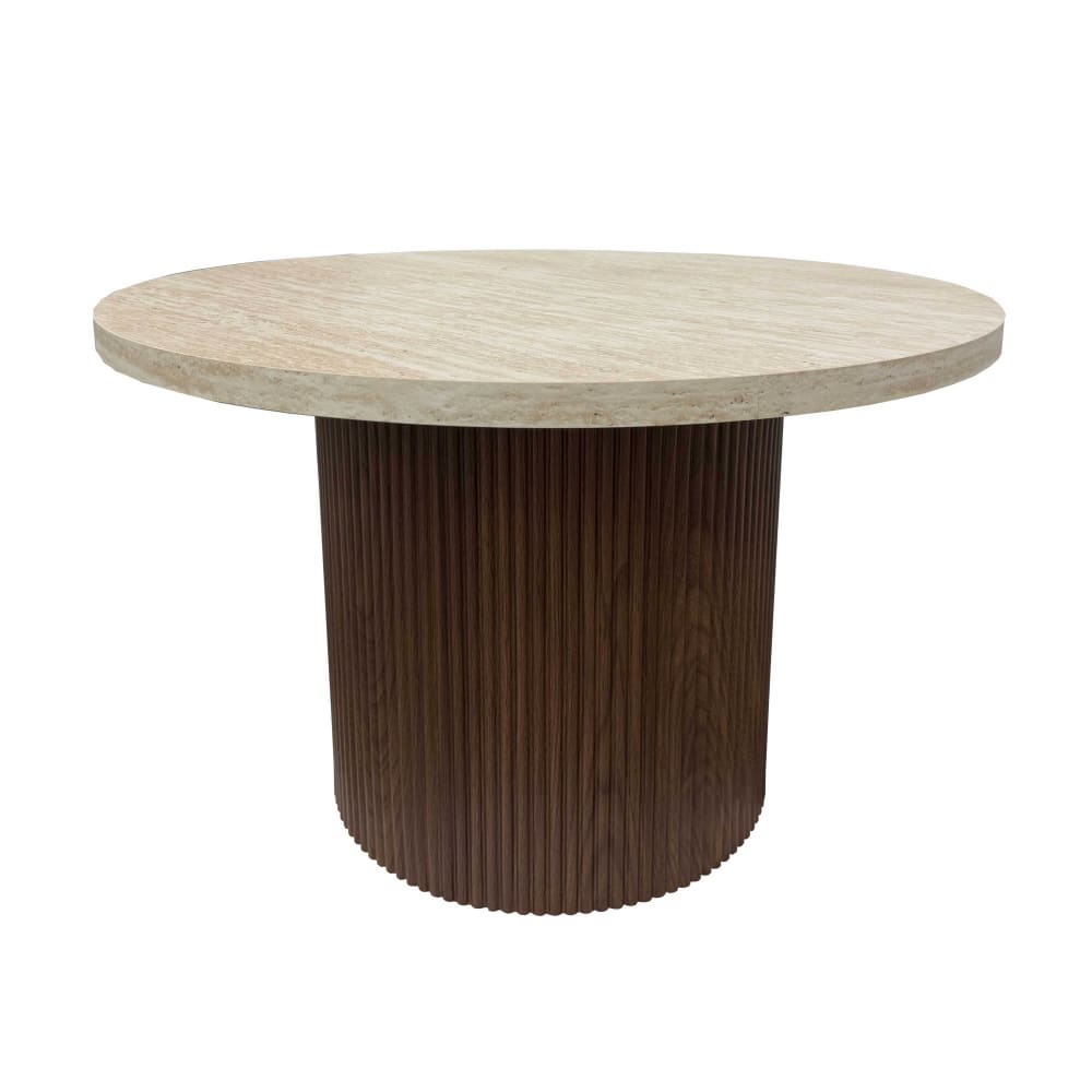 wohnli-moebel-suche-M25133319 Wohnli Möbelsuche - Skandinavischer runder Couchtisch 70 cm FSC aus dunklem Holz