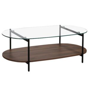Wohnli Möbelsuche - Moderner ovaler Couchtisch L 120 cm aus transparentem Glas