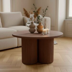 Runder Couchtisch 80 cm skandinavisches helles Holz 0x45x0cm Holz Braun Oviala Möbel Wohnzimmermöbel Couchtische