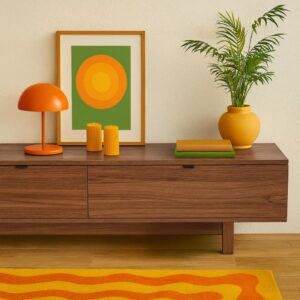 wohnli-moebel-suche-M25133591-1 Rechteckiger TV-Schrank mit 2 Türen L160 cm dunkles Holz 160x39x30cm Holz Braun Oviala Möbel Wohnzimmermöbel TV-Möbel