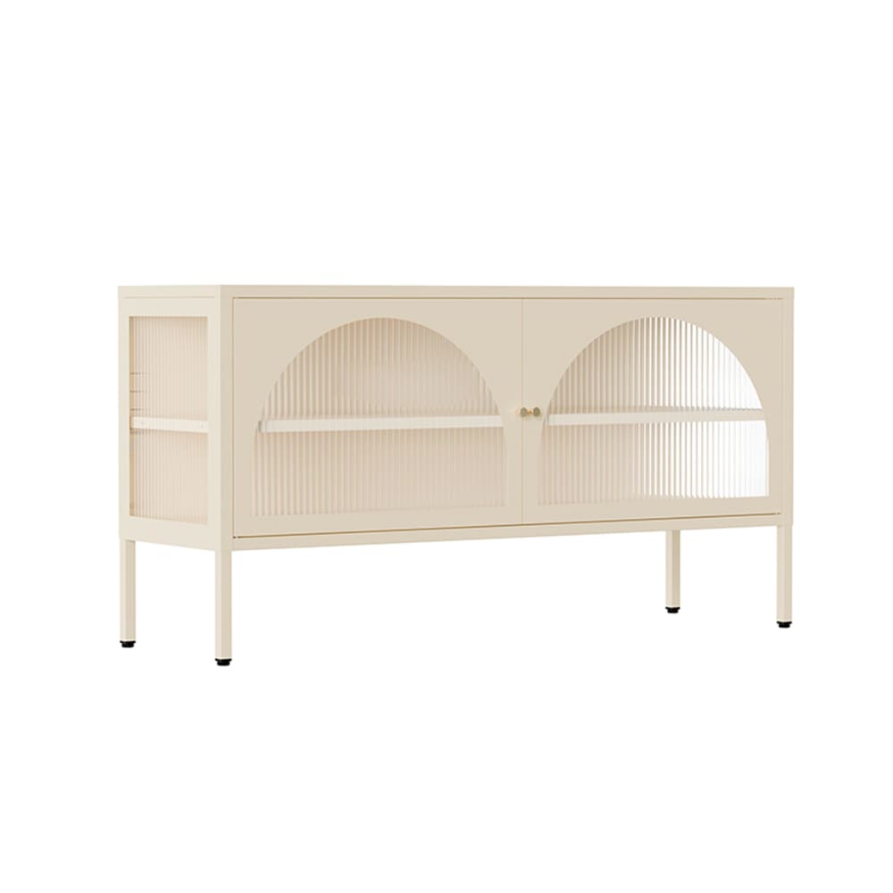 wohnli-moebel-suche-M25133603 Wohnli Möbelsuche - Moderner TV-Schrank mit 2 Türen L 115 cm aus ecrufarbenem Metall