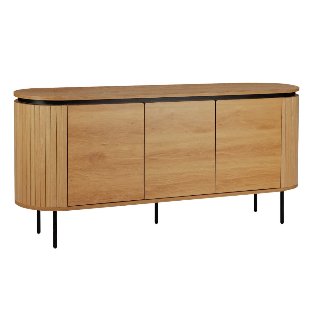 Wohnli Möbelsuche - Modernes rechteckiges Sideboard mit 3 Türen L160 cm aus hellem Holz