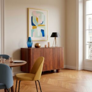 wohnli-moebel-suche-M25133659-1 Modernes rechteckiges Sideboard mit 3 Türen L 120 cm dunkles Holz 120x75x40cm Holz Braun Oviala Möbel Esszimmermöbel Sideboards, Highboards & niedrige Anrichten