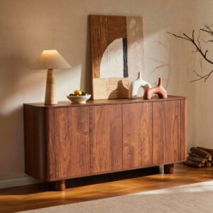 Skandinavisches Sideboard mit 4 Türen L 160 cm dunkles Holz 160x75x40cm Holz Braun Oviala Möbel Esszimmermöbel Sideboards, Highboards & niedrige Anrichten