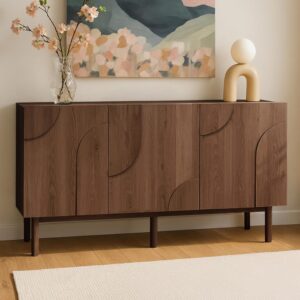 wohnli-moebel-suche-M25133667-1 3-türiges Sideboard aus Melamin 160 cm dunkler Holzeffekt 160x75x40cm Holz Braun Oviala Möbel Esszimmermöbel Sideboards, Highboards & niedrige Anrichten