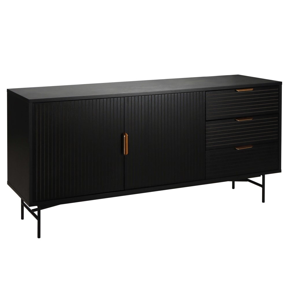 wohnli-moebel-suche-M25133671 Wohnli Möbelsuche - Sideboard 2 Türen und 3 Schubladen aus Melamin und Stahl 160cm schwarz