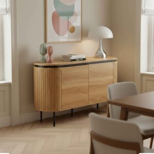 wohnli-moebel-suche-M25133681-1 Modernes rechteckiges Sideboard mit 2 Türen L120 cm aus hellem Holz 120x76x40cm Holz Beige Oviala Möbel Esszimmermöbel Sideboards, Highboards & niedrige Anrichten