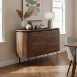 wohnli-moebel-suche-M25133683-1 Modernes rechteckiges Sideboard mit 2 Türen L120 cm dunkles Holz 120x76x40cm Holz Braun Oviala Möbel Esszimmermöbel Sideboards, Highboards & niedrige Anrichten