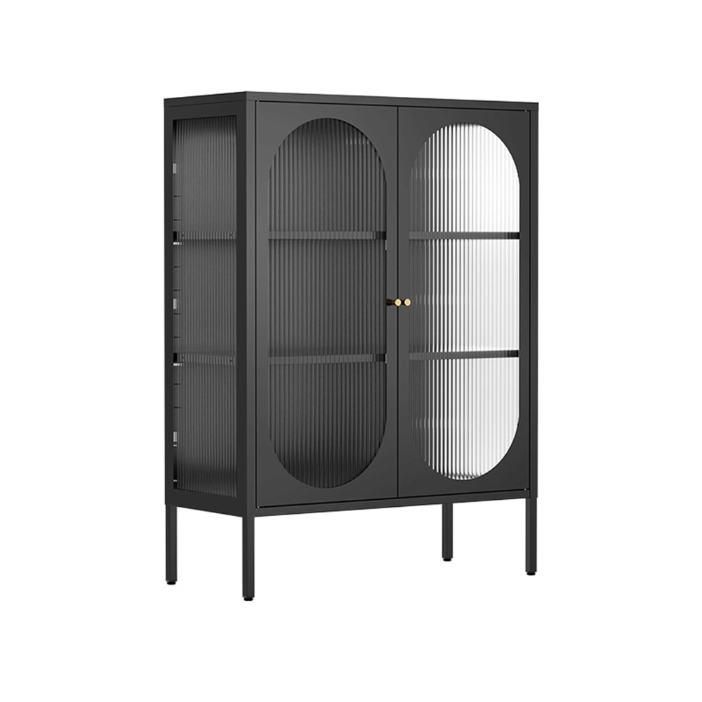 wohnli-moebel-suche-M25133684 Wohnli Möbelsuche - Modernes 2-türiges Sideboard 80 cm aus Metall und schwarzem Glas